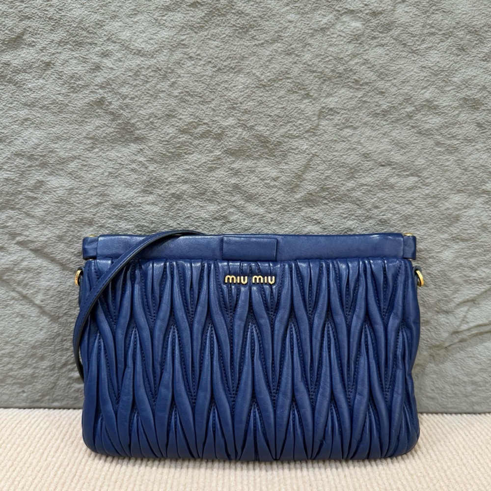 Miu Miu Navy Quilted Clutch